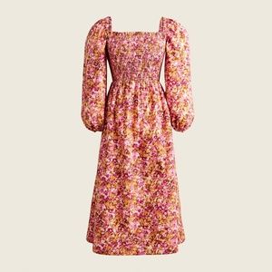 J. Crew Smocked Puff-sleeve Dress in Faded Floral - Lg.